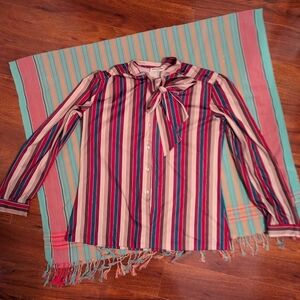 Alfred Dunner Multicolor Striped Button Down Shirt
